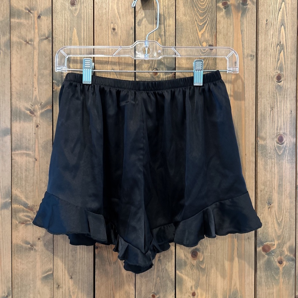 Black Silk Pajama Shorts
